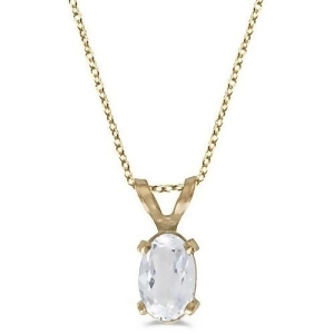 Oval White Topaz Solitaire Pendant Necklace 14K Yellow Gold 0.57ct - All