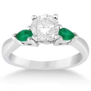 Pear Cut Three Stone Emerald Engagement Ring Palladium 0.50ct - All
