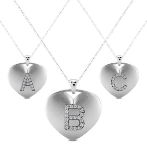 Heart-shape Diamond Block Letter Initial Necklace in 14k White Gold - All