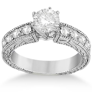 0.70Ct Antique Style Diamond Engagement Ring Setting 18k White Gold - All