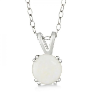 Round Opal Solitaire Pendant Necklace Sterling Silver 0.80ct - All
