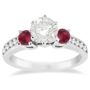 Three-stone Ruby and Diamond Engagement Ring Platinum 0.60ct - All
