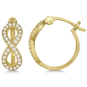 Diamond Infinity Style Hinged Hoop Earrings 14k Yellow Gold 0.33ct - All