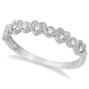Pave Set Heart Design Diamond Ring Band 14k White Gold 0.15ct - All