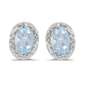 Diamond and Aquamarine Earrings 14k White Gold 0.80ct - All