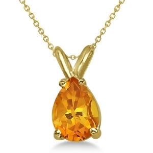 Pear-cut Citrine Solitaire Pendant Necklace 14K Yellow Gold 1.00ct - All