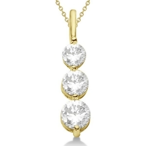 Three-stone Graduated Diamond Pendant Necklace 14K Yellow Gold 1.05ct - All