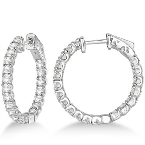 Medium Round Diamond Hoop Earrings 14k White Gold 2.00ct - All