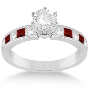 Channel Garnet and Diamond Engagement Ring Platinum 0.60ct - All