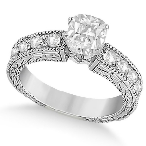 Cushion-cut Diamond Vintage Engagement Ring 14k White Gold 1.75ct - All