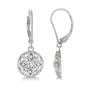 Antique Style Designer Diamond Earrings Sterling Silver 0.10ct - All