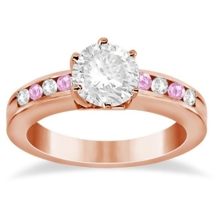 Channel Diamond and Pink Sapphire Engagement Ring 18K R Gold 0.40ct - All