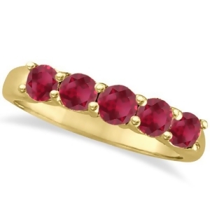 Five Stone Ruby Ring Anniversary Band 14k Yellow Gold 1.70ctw - All