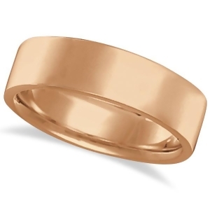 Flat Comfort Fit Plain Ring Wedding Band 14k Rose Gold 7mm - All