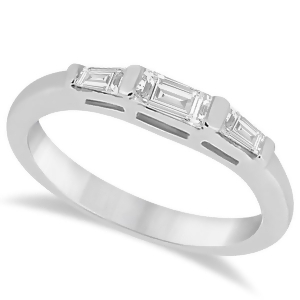 Three Stone Baguette Diamond Wedding Ring in 14K White Gold 0.40ct - All