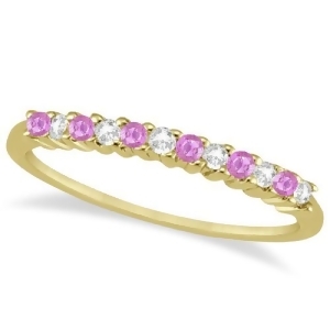 Diamond and Pink Sapphire Wedding Band 18k Yellow Gold 0.20ct - All