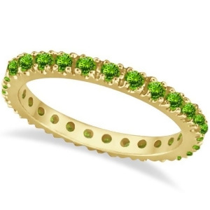Peridot Eternity Stackable Ring Band 14K Yellow Gold 0.75ct - All