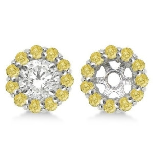 Round Yellow Diamond Earring Jackets for 4mm Studs 14K W. Gold 0.64ct - All