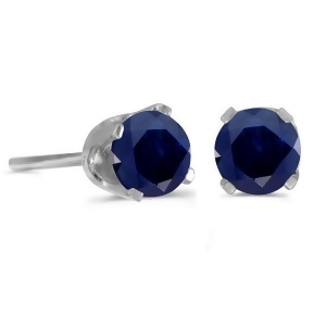 Round Sapphire Stud Earrings in 14k White Gold 4 mm - All