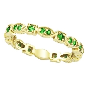 Emerald Eternity Stackable Ring Anniversary Band 14k Yellow Gold 0.47ct - All