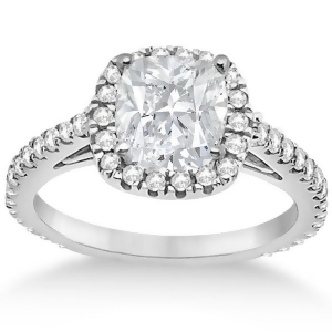 Cathedral Halo Cushion Diamond Engagement Ring 14K White Gold 0.60ct - All