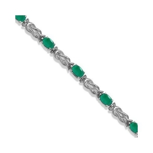 Oval Emerald Love Knot Link Bracelet 14k White Gold 5.50ct - All