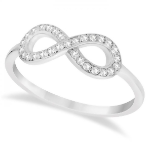 Twisted Diamond Infinity Ring Pave Set in 14k White Gold 0.15ct - All