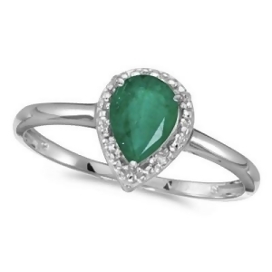 Pear Shape Emerald and Diamond Cocktail Ring 14k White Gold - All