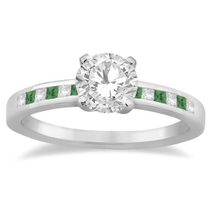 Princess Cut Diamond and Emerald Engagement Ring Palladium 0.20ct - All