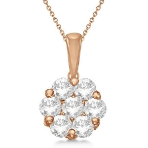 Diamond Clusters Flower Pendant Necklace in 14k Rose Gold 1.00ct - All