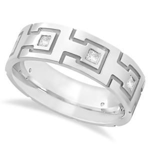 Princess Cut Eternity Diamond Ring for Men 18k White Gold 0.50ct - All
