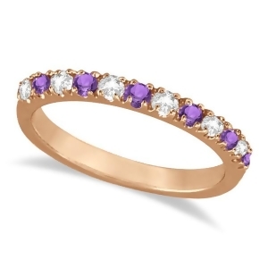 Diamond and Amethyst Ring Guard Stackable Band 14k Rose Gold 0.32ct - All