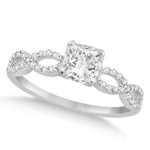 Infinity Princess Cut Diamond Engagement Ring 14k White Gold 1.00ct - All