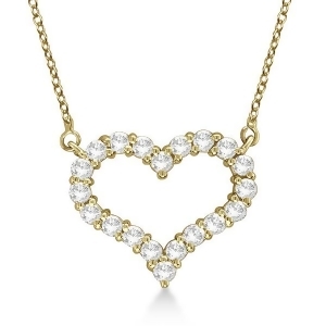 Open Heart Diamond Pendant Necklace 14k Yellow Gold 0.50ct - All