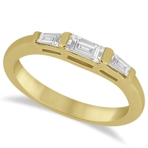 Three Stone Baguette Diamond Wedding Ring in 18K Yellow Gold 0.40ct - All