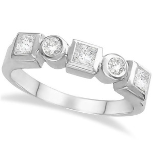 Princess-cut and Round Diamond Ring in 14K White Gold 0.60ct - All