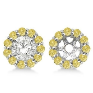 Round Yellow Diamond Earring Jackets for 7mm Studs 14K W. Gold 0.90t - All