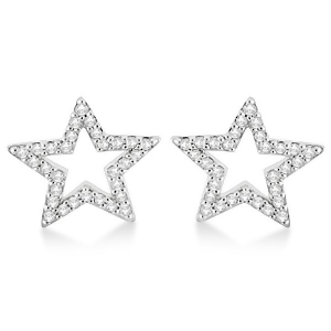 Fancy Star Diamond Earrings in 14K White Gold 0.25ct - All