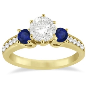 Three-stone Sapphire and Diamond Engagement Ring 18k Yellow Gold 0.60ct - All