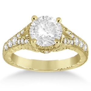 Antique Style Art Deco Diamond Engagement Ring 18k Yellow Gold 0.33ct - All