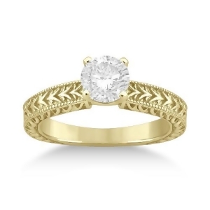 Antique Engraved Solitaire Engagement Ring Setting 14k Yellow Gold - All
