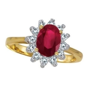 Lady Diana Oval Ruby and Diamond Ring 14k Yellow Gold 1.50 ctw - All