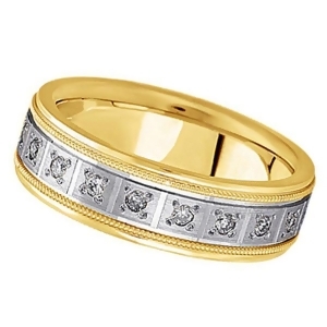 Pave-set Diamond Wedding Band in 18k Two Tone Gold for Men 0.40 ctw - All