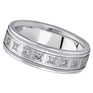 Pave-set Diamond Wedding Band in Platinum for Men 0.40 ctw - All