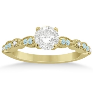 Marquise Aquamarine Diamond Engagement Ring 18k Yellow Gold 0.24ct - All