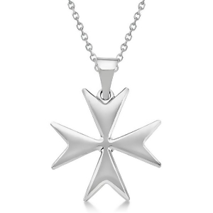 Maltese Cross Pendant for Men or Women Crafted from 14K White Gold - All