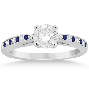 Cathedral Blue Sapphire Diamond Engagement Ring 14k White Gold 0.26ct - All