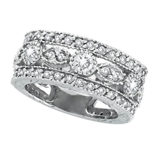Antique Style Diamond Eternity Ring in 14k White Gold 2.08 ctw - All