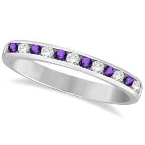 Amethyst and Diamond Semi-Eternity Channel Ring 14k White Gold 0.40ct - All