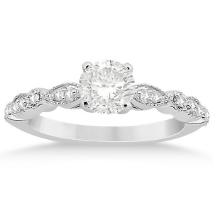 Petite Marquise and Dot Diamond Engagement Ring 14k White Gold 0.12ct - All